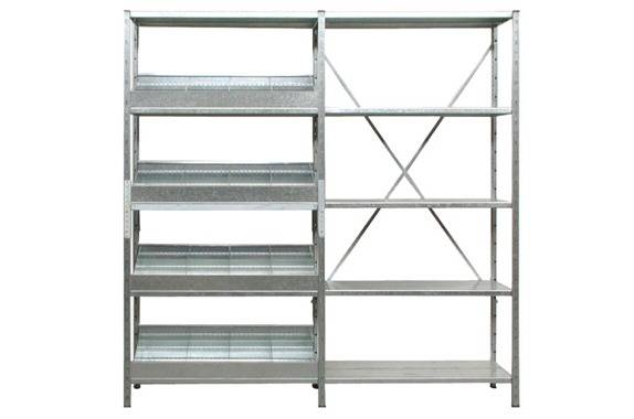 scaffalatura zincata con contenitori divisibili